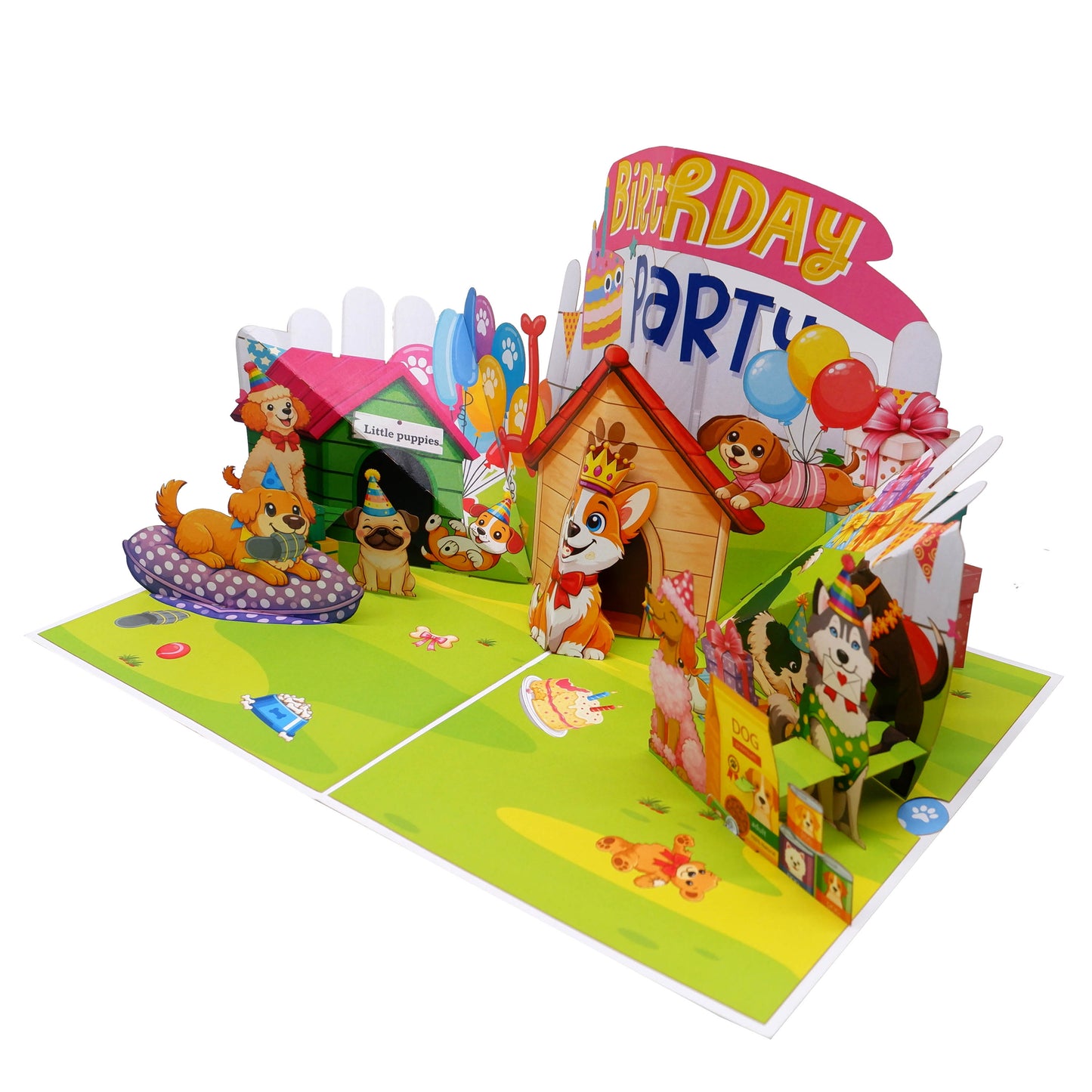 Dog Birthday Party House Pop Up Card