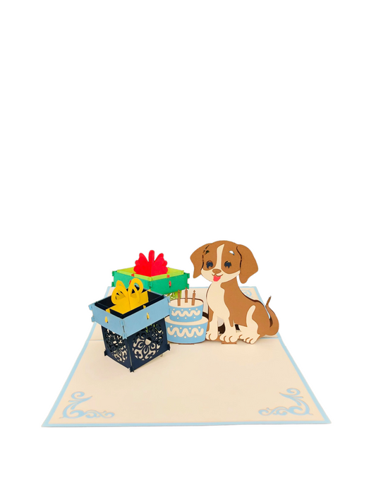 Birthday Dog Present Pop Up Cards