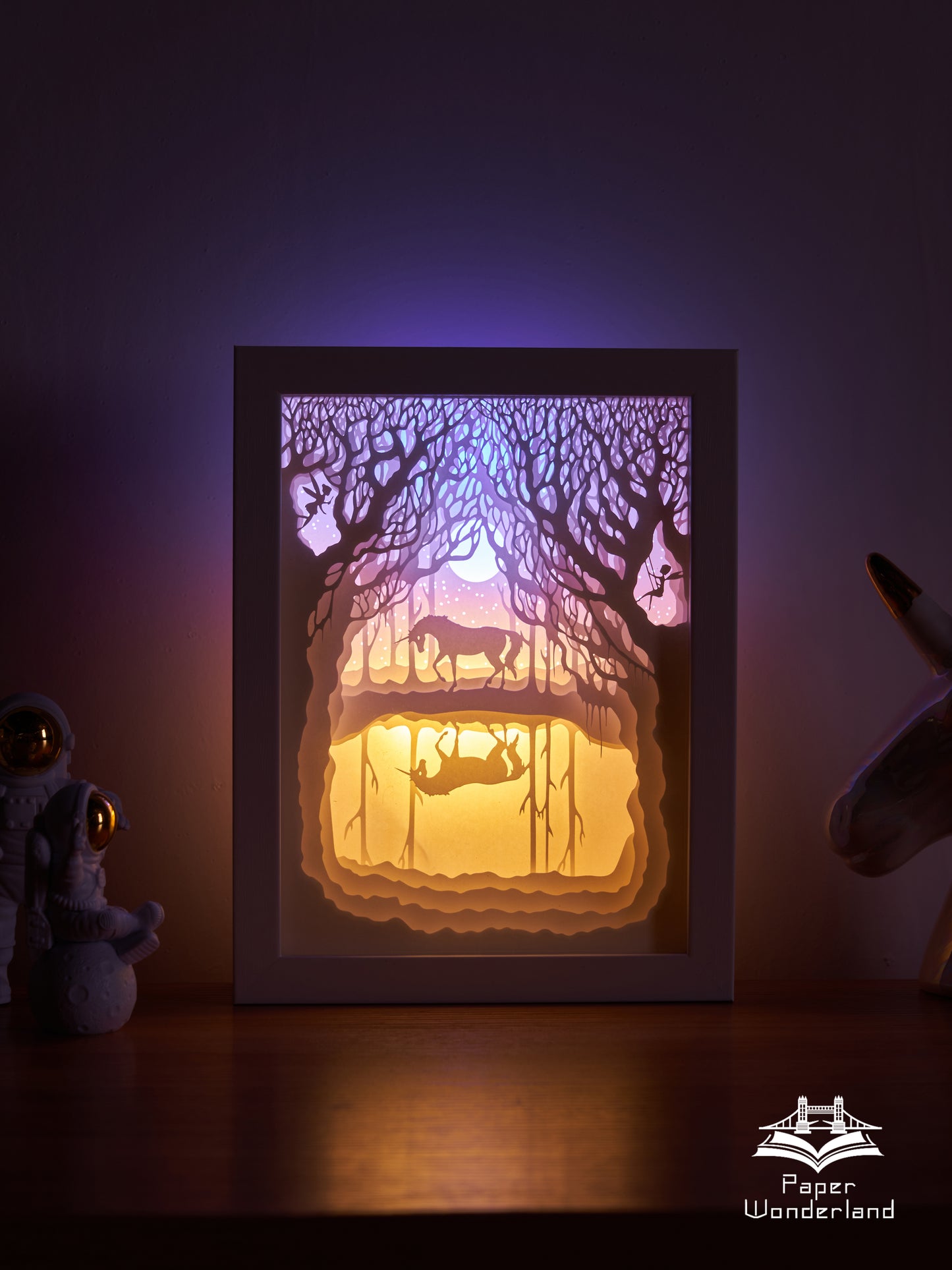 Paper Cut Light Box  Paper Carving Light Box -The last unicorn